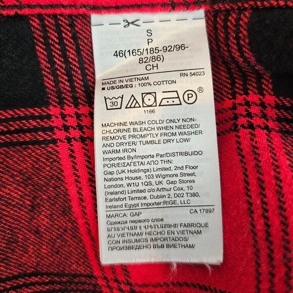 Gap Untucked Buffalo Plaid Long Sleeve Button Up Flannel Shirt Small - Picture 5 of 7
